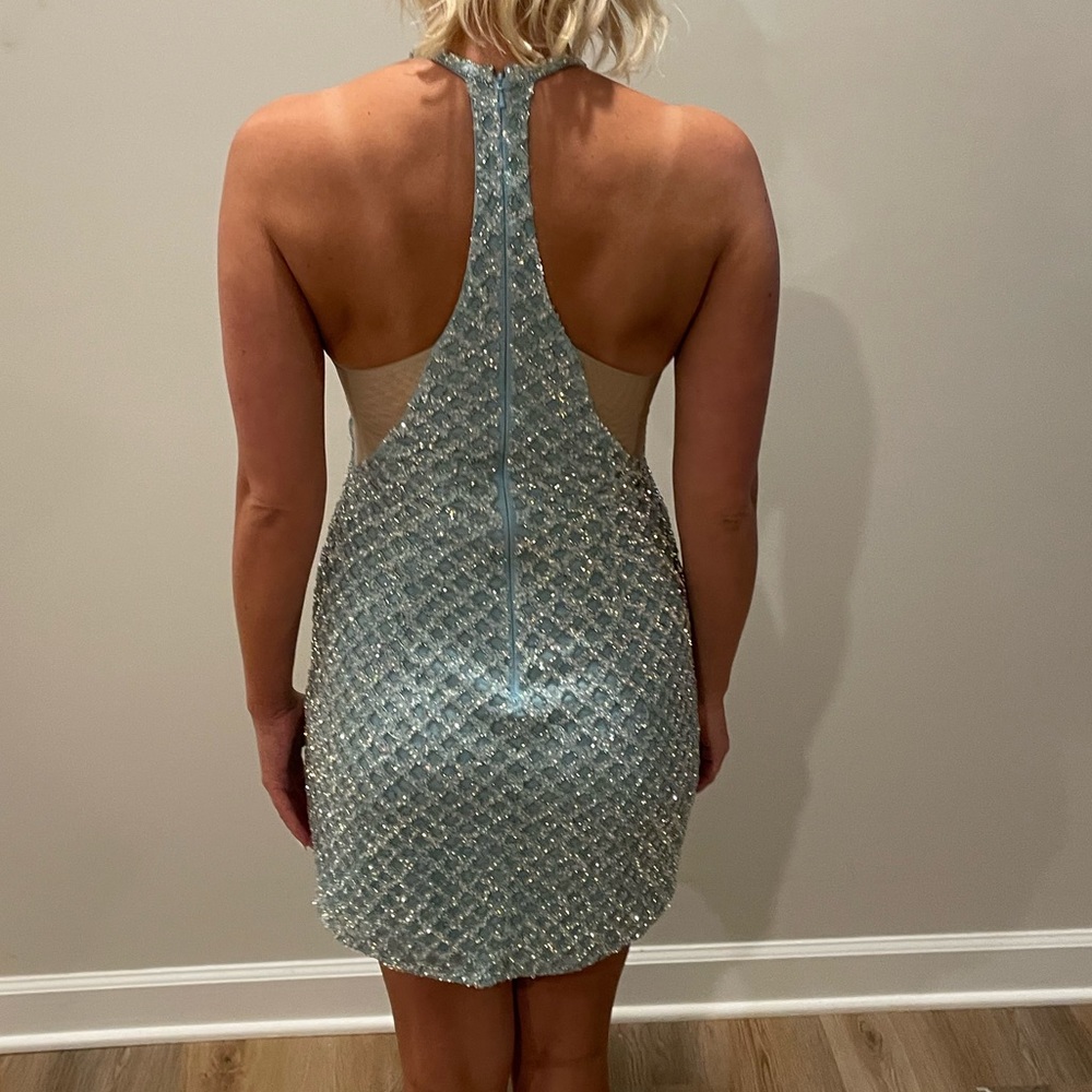Light Blue, Beaded Cocktail Dress - Sherri Hill
